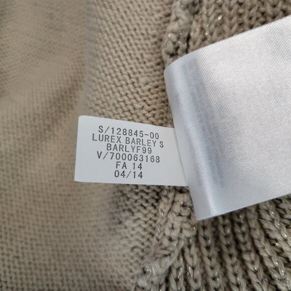 Banana Republic XS Beige Knit Sweater Metallic Thread Long Sleeve - Picture 4 of 7